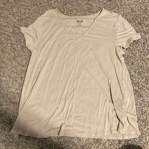 Tan stretch loose fit v neck